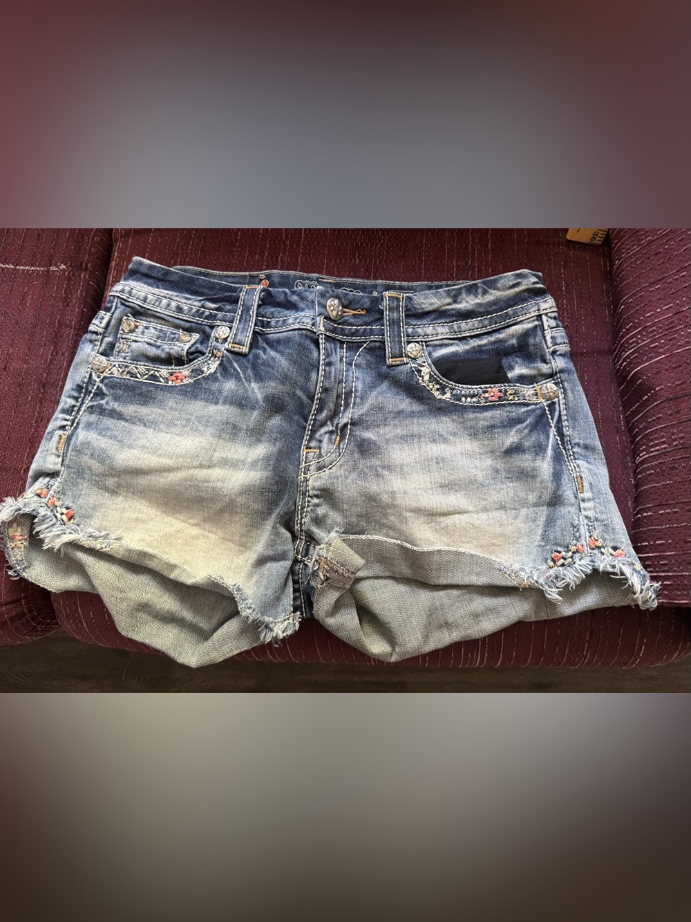 Miss Me Embroidered & Embellished Denim Cutoff Shorts 30